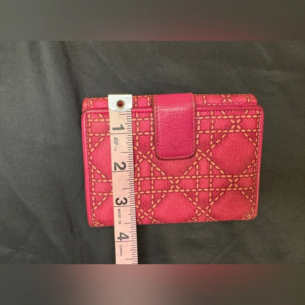 Dior Lady Charm Wallet in Pink 💗 w/ Cannage stitching & silver-tone 